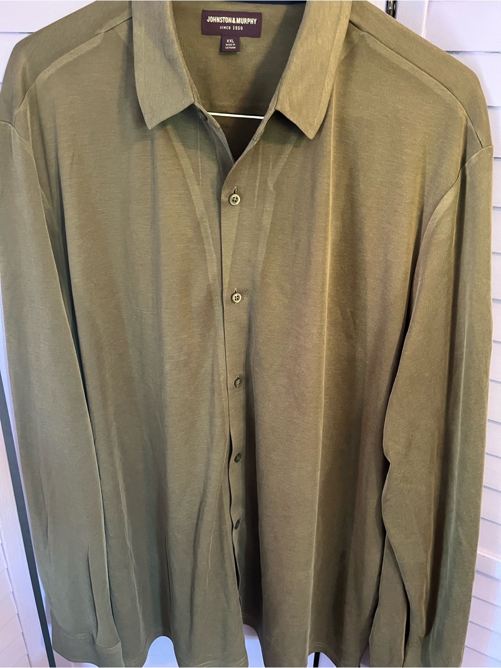 Johnston & Murphy Olive Green Long-Sleeve Button-Down Shirt